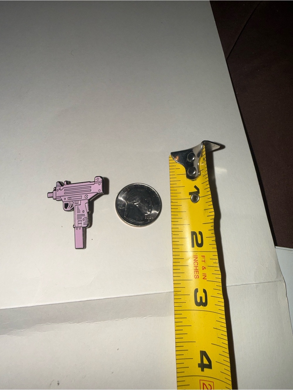 Pink Uzi Enamel Pin - Small Gun Lapel Pin